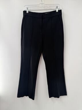 J.Crew Women’s Black Pleated Cropped Flare Trouser Pants Italian Fabric Size 10